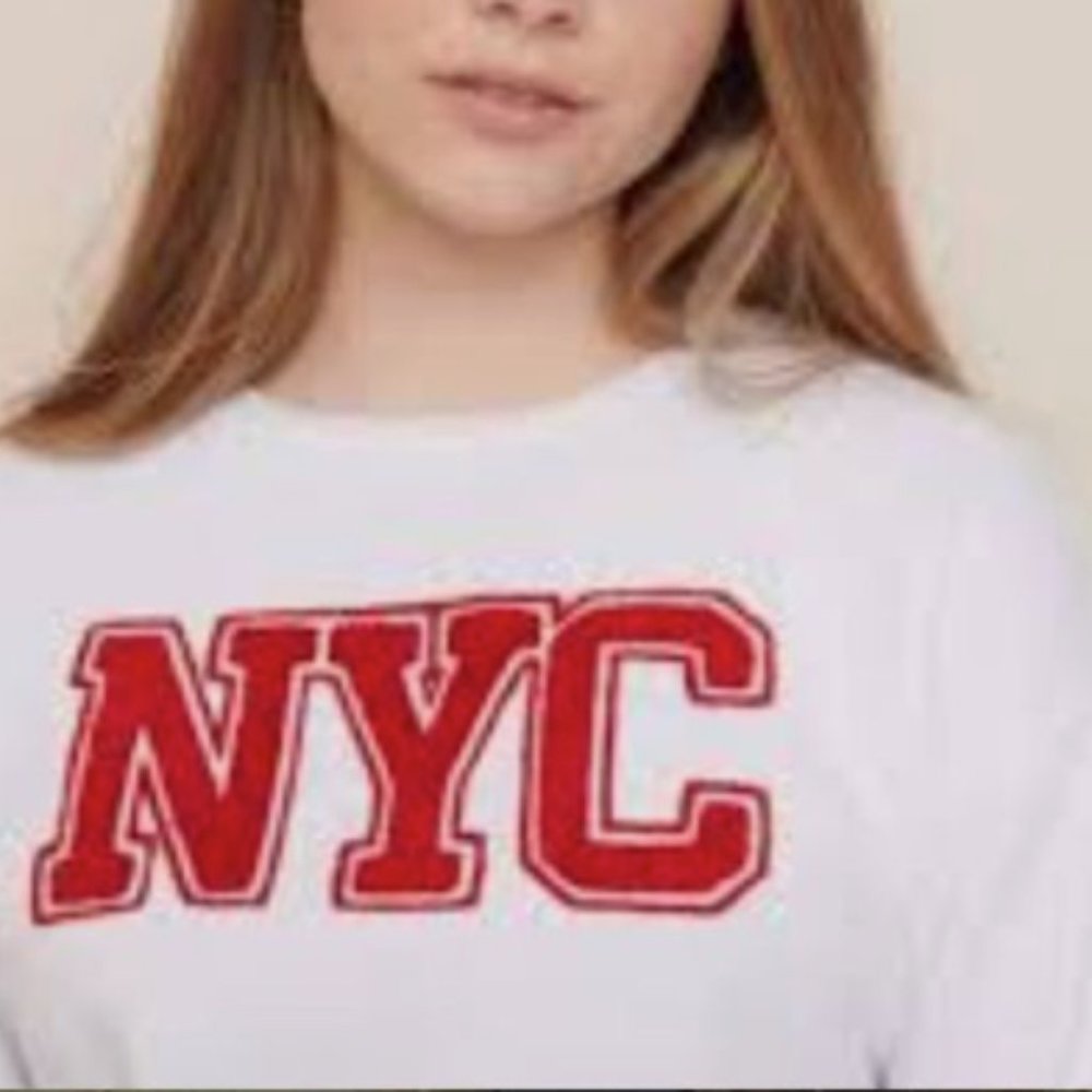 Garage white NYC cropped sweatshirt Sz P / S